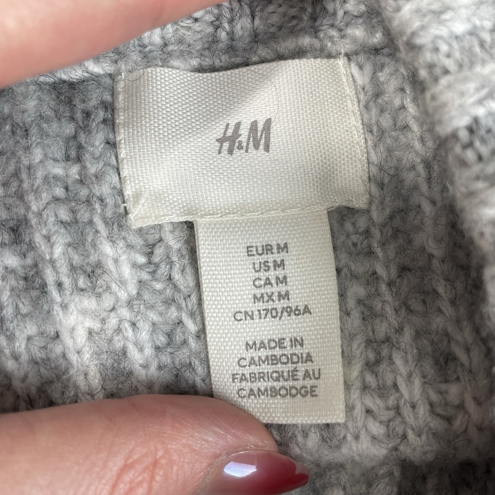 H&M Women's Gray Ribbed Knit Sweater Dress Size M Long Sleeve Pullover Cozy - Picture 4 of 9